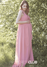 Sebastiane | A Line Twist - Front Maternity Rose Chiffon Long Bridesmaid Dress - Price #price_variant_lowest# - RosyBrown - PromDressClub